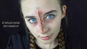 stapled nose sfx halloween makeup