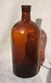 vintage amber glass chemical bottle