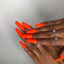 Coffin nails are basically very long shaped nails, resembling the design of a traditional coffin, if you look closely. 21 Neon Orange Nails And Ideas For Summer Stayglam