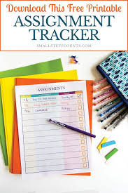 Organizing Homework With A Free Printable Assignment Tracker Small