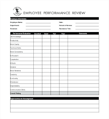 Employee Assessment Form Sample Feedback Examples Performance