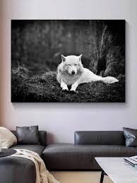 1pc White Wolf Canvas Painting Living