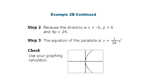 parabola warm up 1 given solve for p