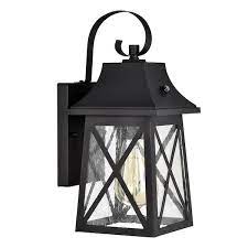 Casainc Farmhouse 1 Light Matte Black Dusk To Dawn Outdoor Wall Lantern Sconce Porch Light Homedepot Light Fixtures