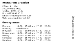 Get menu, photos and location information for restaurant croatien in magdeburg, st. á… Offnungszeiten Restaurant Croatien Kolner Str 174 In Weilerswist