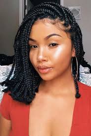 The hair strands are curled elegantly and the braid crochet hairstyle is done all over the head. Fashion Nova Outfits Short Braids Hairstyle Crochet Braids Short Hair Box Braids Black Hair Head Hair Pixie Cut Long Hair Bob Cut Braided Hairstyles For Black Women Black Hair Bob