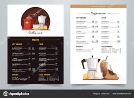 Coffee Menu Design With Text And Illustration Vector Coffee Card A4