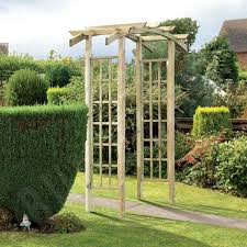 bow top wooden garden arch 2485x1600x720mm