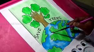 How To Draw Save Trees And Earth Environment Drawing