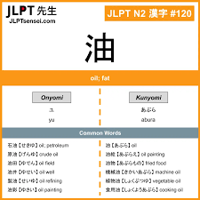 JLPT N2 Kanji: 油 (yu, abura) Meaning: oil; fat – JLPTsensei.com