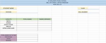 how to make a marksheet in excel with