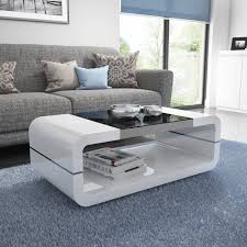 High Gloss White Curved Coffee Table
