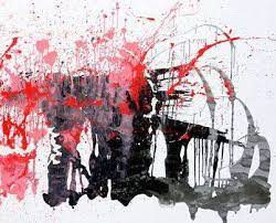 Splash Drip Painting In Red Black And