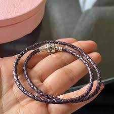 pandora double purple leather bracelet