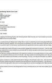 Biology Cover Letter Formatted Templates Example