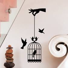 Hand Hohlding Bird Cage Wall Sticker