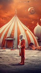 A Man Stands In Front Of A Circus Tent