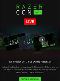 Forgot to get a gift? Razer Online Store Razercon2020 Is Live Score Exclusive Razer Gift Cards Now Milled
