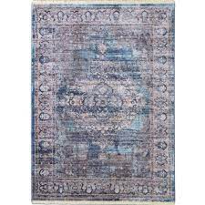 pico soft blue distressed rug
