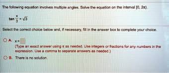 Multiple Angles Solve The Equation