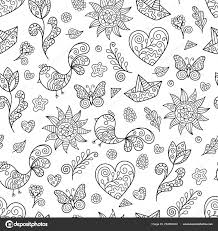 Design Of Page For Coloring Book With Seamless Pattern With
