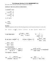 Pre calculus worksheets pdf printable worksheets and. Pc Section 5 1 5 2 Worksheet 1 Pre Calculus Section 5 1 5 2 Worksheet 1 Directions Please Show All Work Neatly On Another Sheet Of Paper Simplify The Course Hero