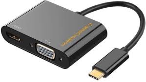 Hdmi to vga adapter with aux audio interface. Usb C To Hdmi Vga Adapter Cablecreation Usb 3 1 Type C To Dual Vga Hdmi Splitter Converter Hdmi Usb Hdmi Splitter