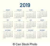 Plain Wall Calendar 2019 Year Lettering Flat Simple