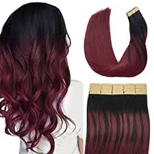 High heat resistant synthetic hair heat friendly. Amazon Com Doores 20pcs 50g Hair Extensions Tape In Ombre Jet Black To Red Remy Tape In Human Hair Extensions Natural Hair Extensions Straight Skin Weft 22 Inch Beauty