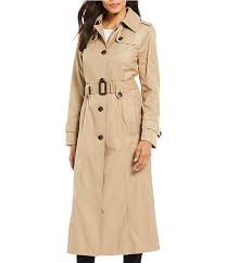 London Fog Long Belted Single Breasted Button Front Trench Coat