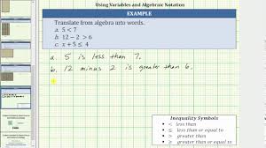Using Variables And Algebraic Notation Prealgebra