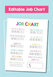 Editable Job Chart Chore Chart Kids Kids Job Chart Daily