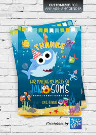 Maybe you would like to learn more about one of these? Baby Shark Birthday Thank You Card For Birthday Boy Girl Etsy