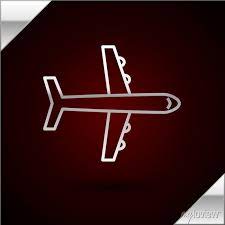 Silver Line Plane Icon Isolated On Dark