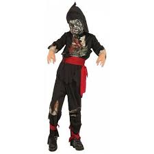 Zombie Ninja Costume Kids Scary Halloween Fancy Dress Ebay