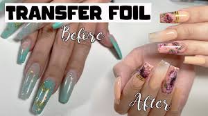 how to nail transfer foil acrylic nails