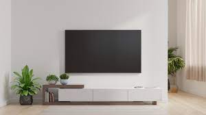 Led Tv On The White Wall In Living Room