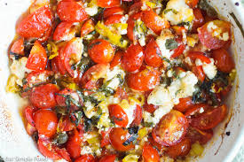 baked cherry tomato with goat cheese
