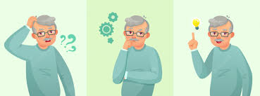 Premium Vector | Grandfather thinking, elderly man solved question,  thoughtful senior male and confused old people cartoon concept