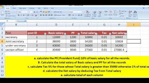 Calculate The Provident Fund Tax Net Salary In Ms Excel 2019