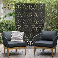 Seafuloy 76 H X 47 2 W Decorative Privacy Screen Panel Outdoor Metal Patio Fence Rectangle Black