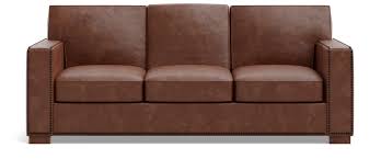 Turner Square Arm Leather Sofa With