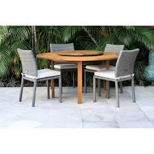 Dali 5 piece patio dining set outdoor furniture, aluminum swivel rocker chair sling chair set with 48 inch round alum casting top table 4.4 out of 5 stars 16 1 offer from $1,425.75 Longford 5pc Patio Dining Set With Round Table With Teak Finish Lazy Susan Amazonia Target