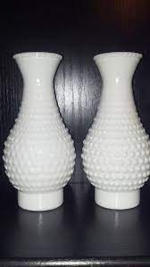 Vintage Pair Hobnail Milk Glass