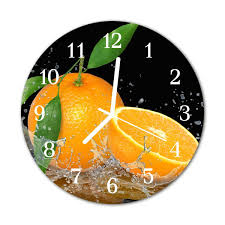 Glass Wall Clock Oranges Fruit Orange