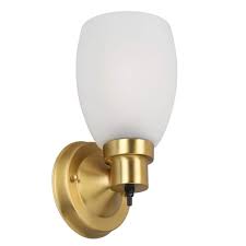 Design House Lydia 1 Light Satin Gold Indoor Dimmable Wall Sconce With Frosted Glass And Twist On Off Switch