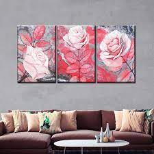 Pink Rose Landscape Multi Panel Canvas