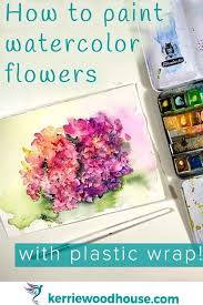 paint flowers with plastic wrap