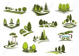 Peaceful Nature Landscapes Icons With