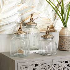 Litton Lane Clear Glass Decorative Jars